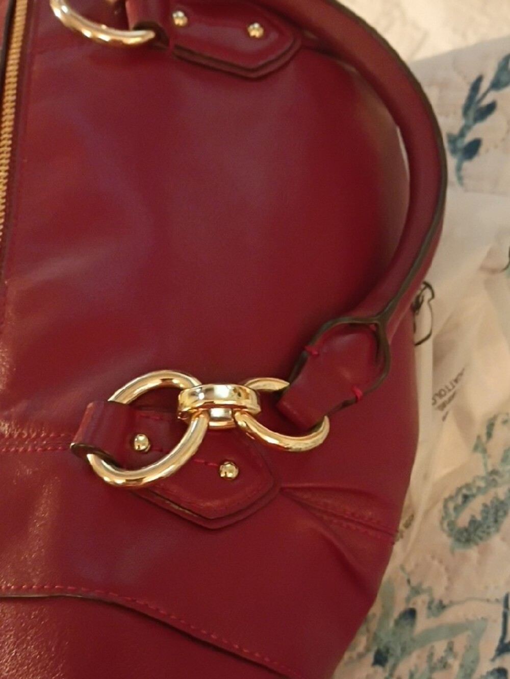 Coach Deep Red Leather Satchel with Gold Hardware - Picture 8 of 16